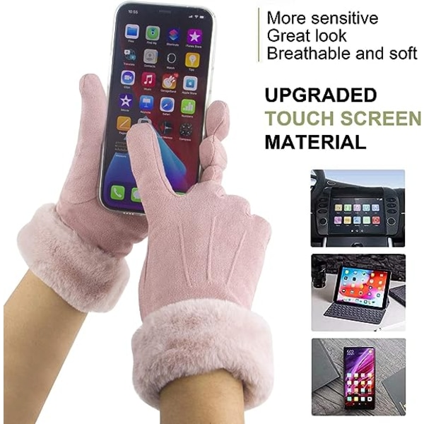 Gloves ladies autumn and winter touch screen plus velvet warm sue