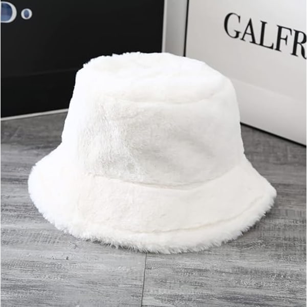 Vinter Faux Fur Pelsbøttehatt Fluffy Fuzzy Varmt Hodeplagg Plussfisk