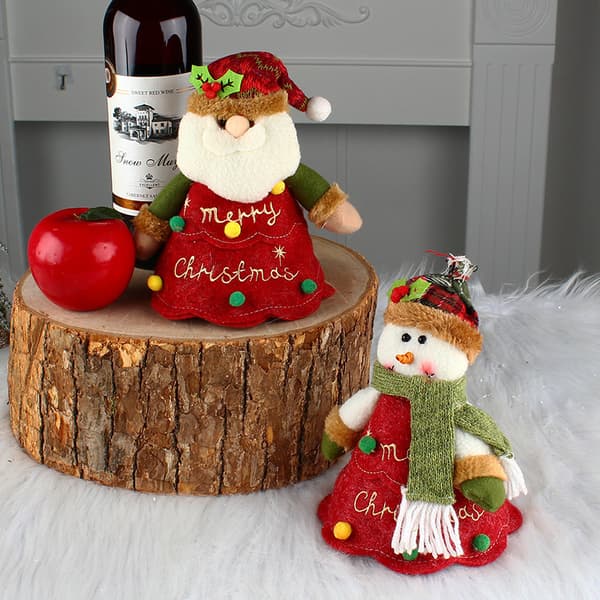 3-pack 18 * 16cm Jultomte Cartoon 3D Dockdocka Godispåse Blixtlås