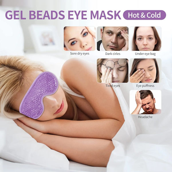 2 stk Gel Øyemaske Gjenbrukbar Varme- og Kaldterapi Gelperle Øyemaske for