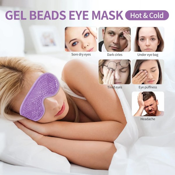 2ST Gel Eye Mask Återanvändbar Hot Cold Therapy Gel Bead Eye Mask för