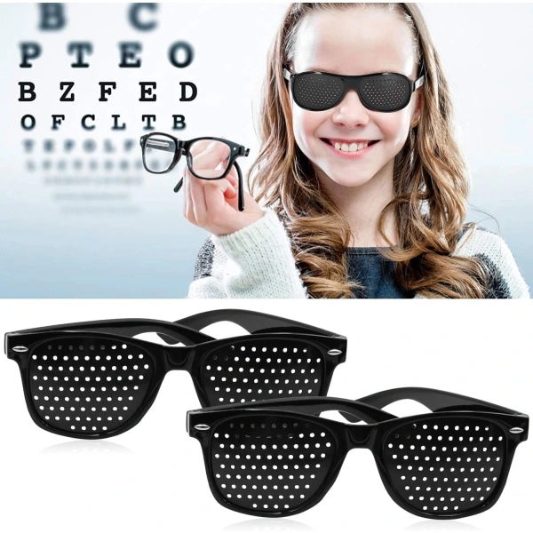 2-pak Pinhole-briller til forbedret syn, sort unisex,A