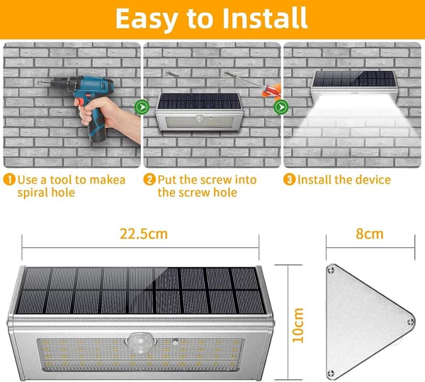 Utendørs solcellelys IP65 Vanntett 4500mAh Trådløs Solar Floodlight