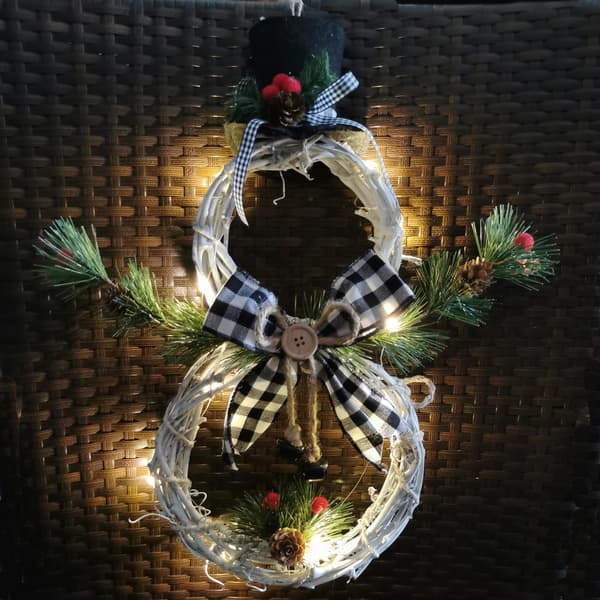 Glædelig Jul Krans Med LED Lys Julepynt Dør H