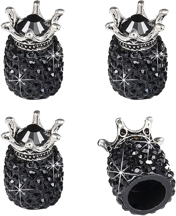Däckventilhattar, 8-pack Handgjorda Krona Kristall Rhinestone Aut