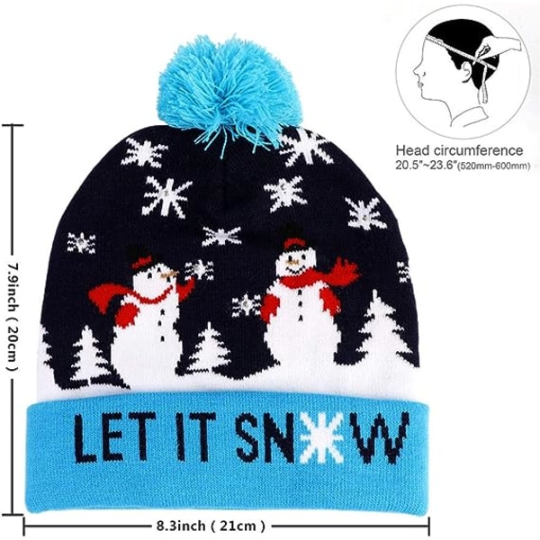 LED Julehatt, Lysende Julehatt Unisex Strikket Beanie H