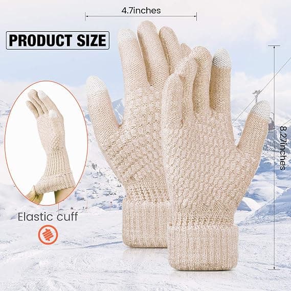 4 Par Dame Vinter Touchscreen Handsker Varme Fleeceforet Strik