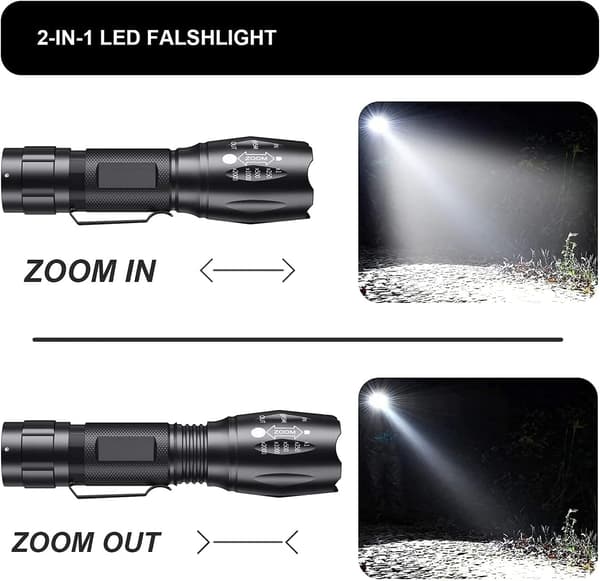 UV-taskulamppu, 2-in-1 LED-taskulamppu ja UV-lamppu, 500 lumenia, 4 tilaa, musta