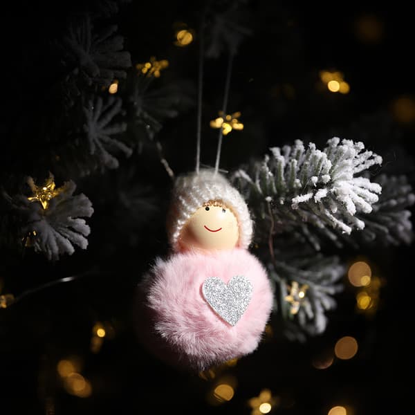 6 st julpompom-hängen söta mini snögubbe hängen träd dekoration