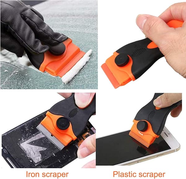 Plastvindueskrap med sikkerhetshette og 20 ekstra skraper