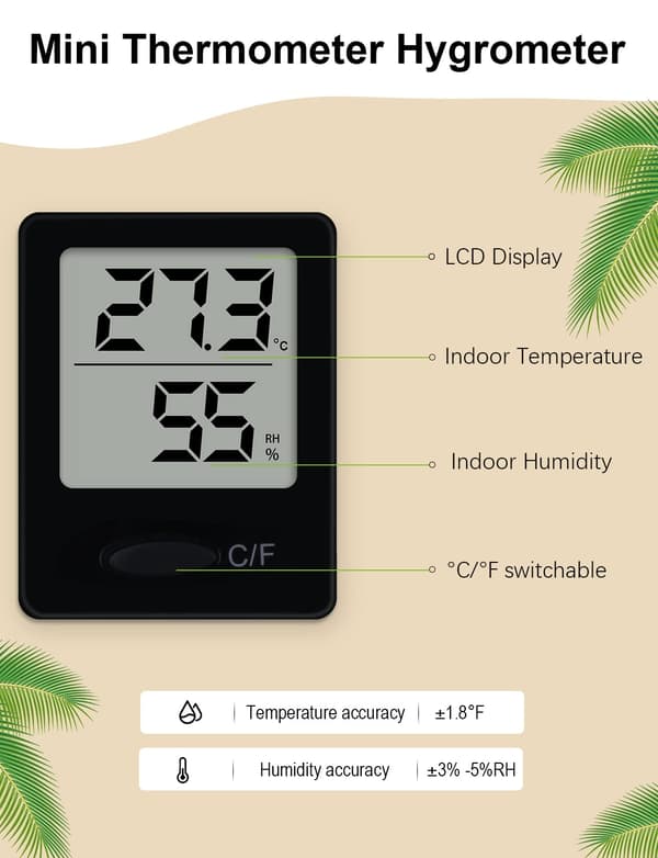 (Svart) Mini Digital Hygrometer, Høy Nøyaktighet Digital Romtermometer