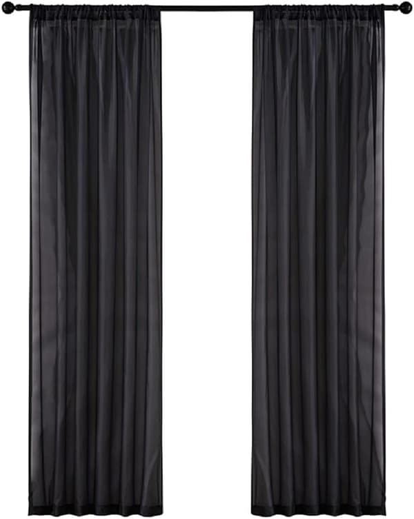 Gardiner Fönster Tyll Draperi hög kvalitet Black