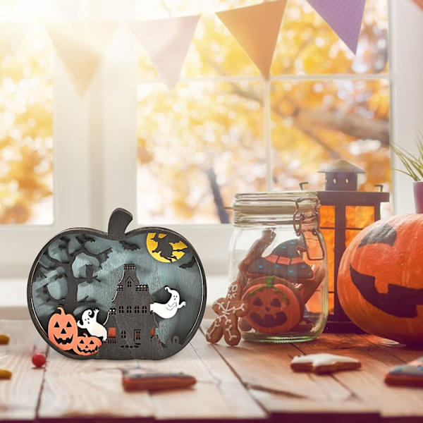 Halloween Træhåndværk Kreativ Græskarbelysning Træudskæring
