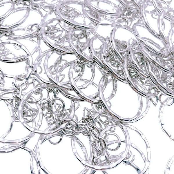 Metall nøkkelring 25mm med kjede + mini åpne splittringer f DXGHC