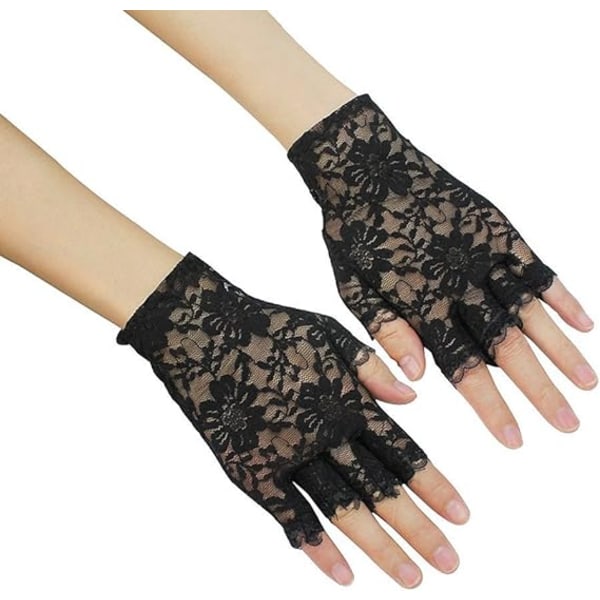 Dewenwils Spets Fingerless Handskar Gothic Wrist Bröllopsfest G DXGHC