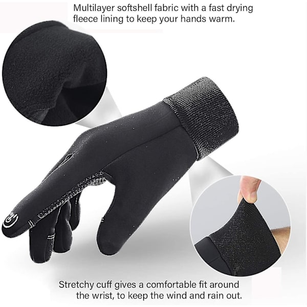 Dewenwils Gants D'hiver Chauds Ecran Taktil Noirs Pour Homm DXGHC
