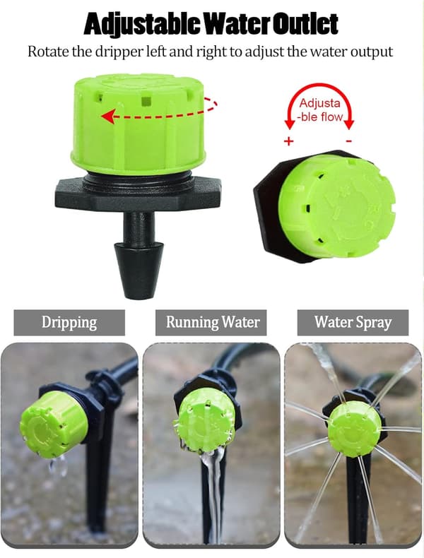 400 st Justerbara Bevattningsdroppar, 1/4'' Automatisk Droppbevattning