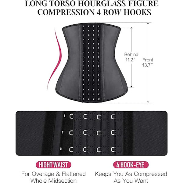 Kvinners Flat Belly Slimming Sheath 4 Hooks Latex Slimming Korsett