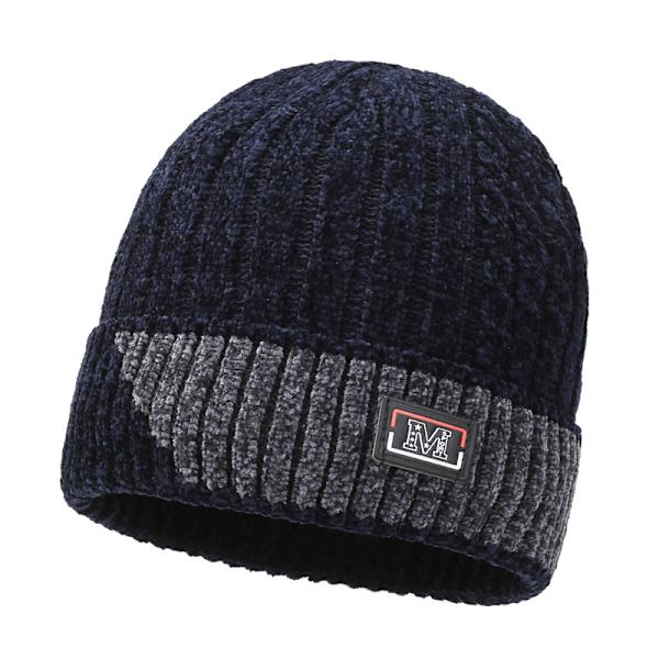 Mænds Fint Ribbet Fleeceforet Termisk Vinterstrikket Beanie Hat, B