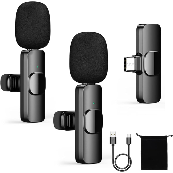Trådløs Lavalier Mikrofon til USB-C Smartphone, 2.4GHz Mini Mi