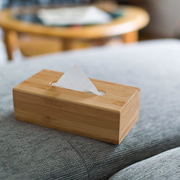 Bamboo tissue box wipes wooden tissue box HxWxD: 24x12x7.5 cm Rem