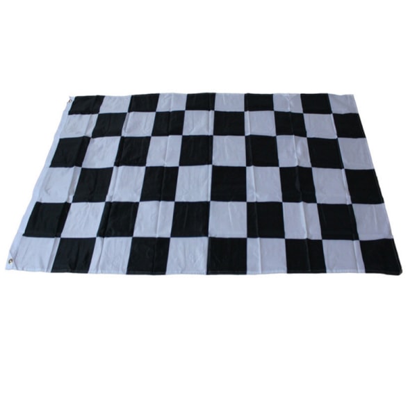 Tre 90 * 150 cm 3 * 5 fot svarta och vita racingflaggor med raster