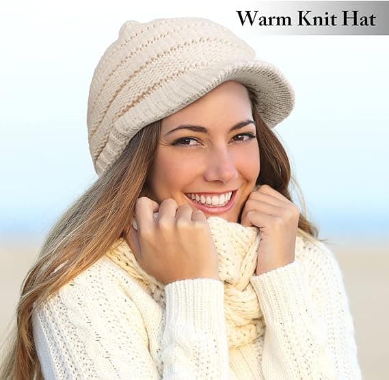 Damer Vinter Strikket Hat Vinter Kant Beanie Hat til Kvinder Slouchy B