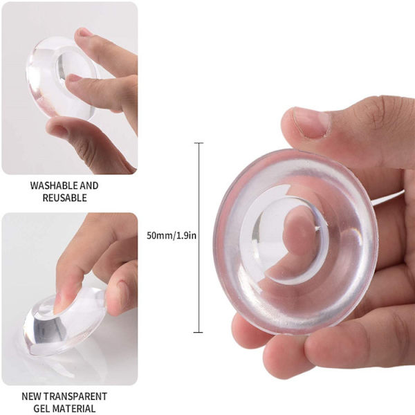 9 stycken silikonväggsdörrstötdämpare, självhäftande transparent