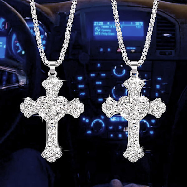 2 kpl Bling Peiliautotarvikkeet Miehille ja Naisille, Bling Risti Auton Koriste