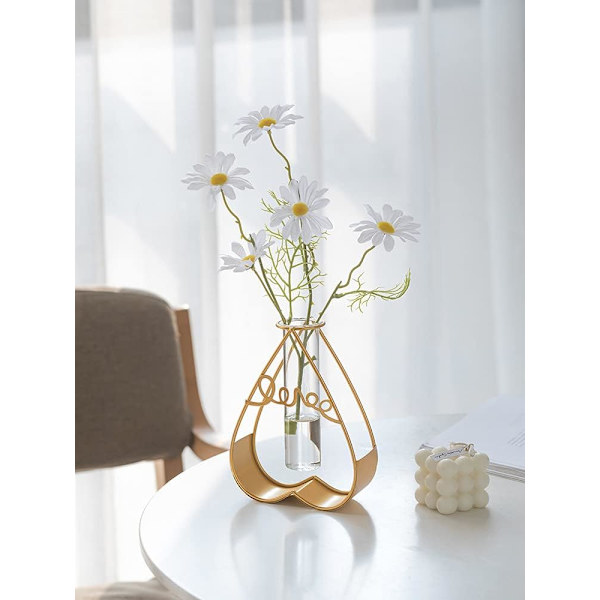 Skrivbordsväxtvaser med provrörsglasblomvas med guld Me