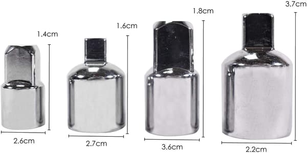 Sæt med 4 reduceringsadaptere til stikkontakter og bits 1/2\" 3/8\" 1/4\" til