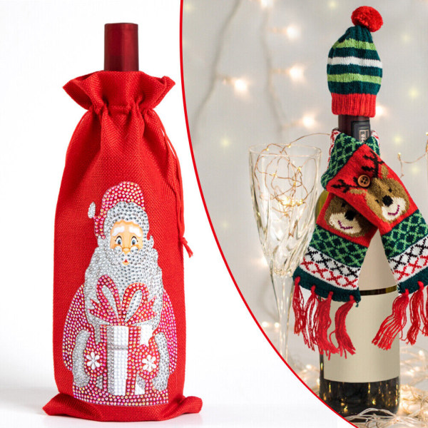 Special Drill Diamond Painting Wine Bottle Covers Kit för jul