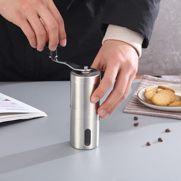 Kaffekvern i rustfritt stål 304, manuell kvern i rustfritt stål