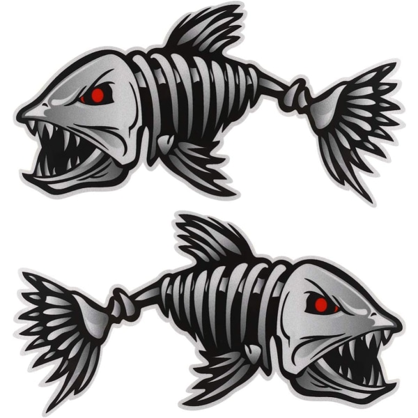 2 kpl 10x5 tuuman Skeleton Fish Decals Tarra Vinyyli Auto Decal Stick