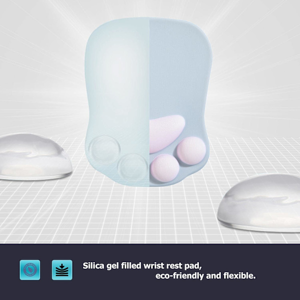 Musematte med håndleddstøtte, ergonomisk musematte, Kawaii katt-mus