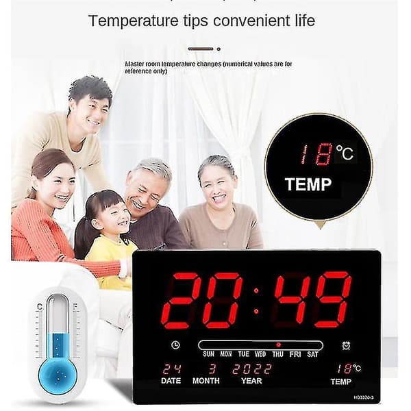 Led Perpetual Calendar Elektronisk Klocka Digital Väggklocka Re DXGHC