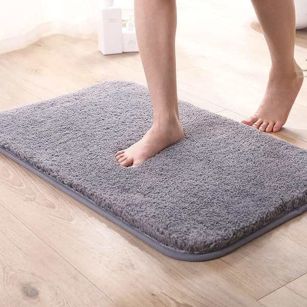 24''x35'' Grå Mikrofiber Bademåtte Blød Absorberende Skridsikker Badeværelse