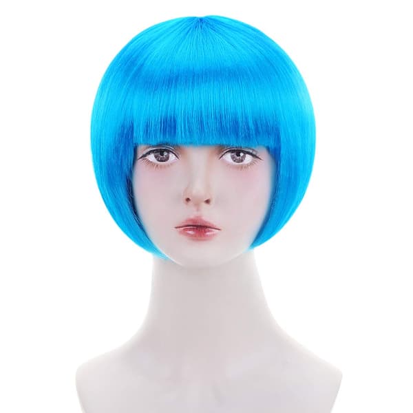 Lys Blå Wathet Kort Bob Cosplay Flapper Paryk - Syntetisk Kostume