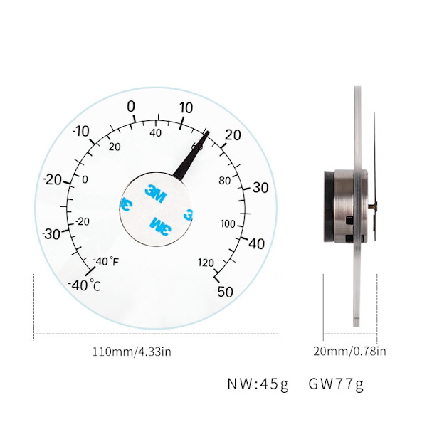 Cirkulärt Fönster Väderstation - Transparent Termometer - Väder