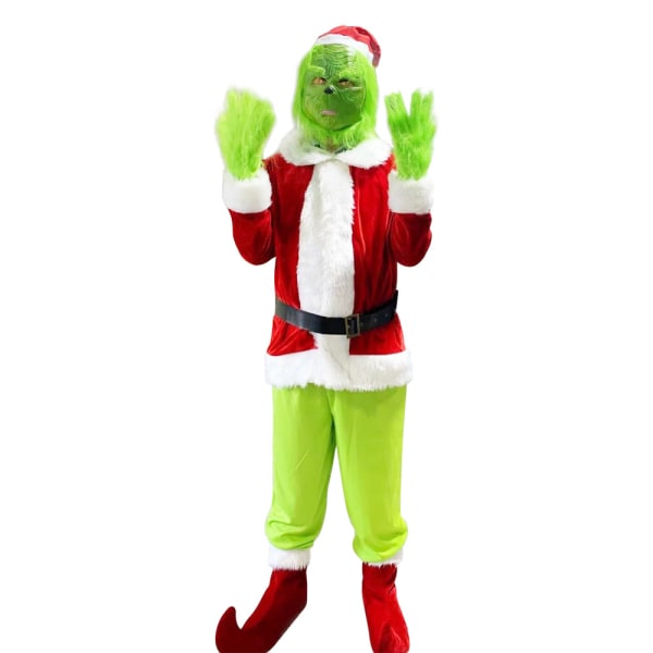 6-delt kostume af julemonstret, fuldt spil af Grinchen