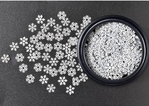3 sæt julepynt Snefnug negl glitter hvid