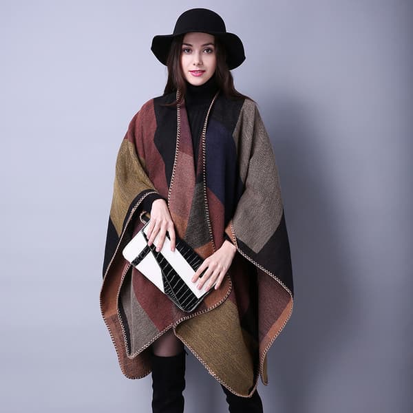 Damekappe, sjal, skjerf - tykk, elegant, varm, stor, vinter - DXGHC