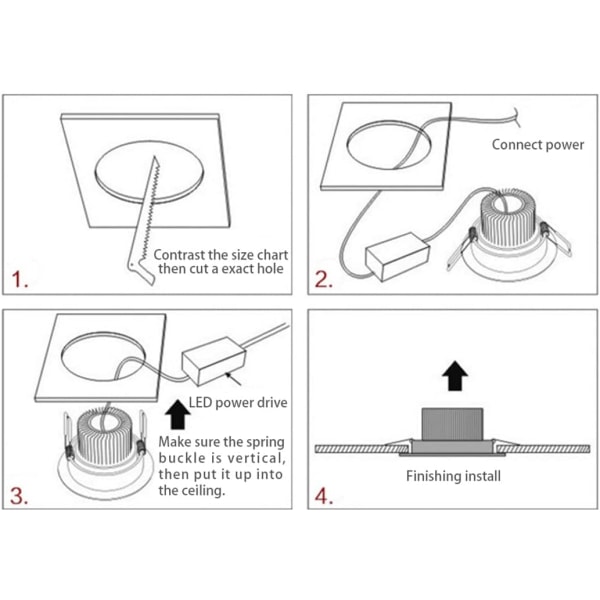 LED Downlight Svart, 6-pack 3W COB Inbyggd Taklampa