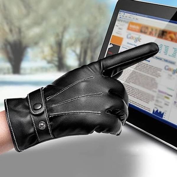 Vintervarme PU-læder Touchscreen Handsker til Mænd og Kvinder Termiske