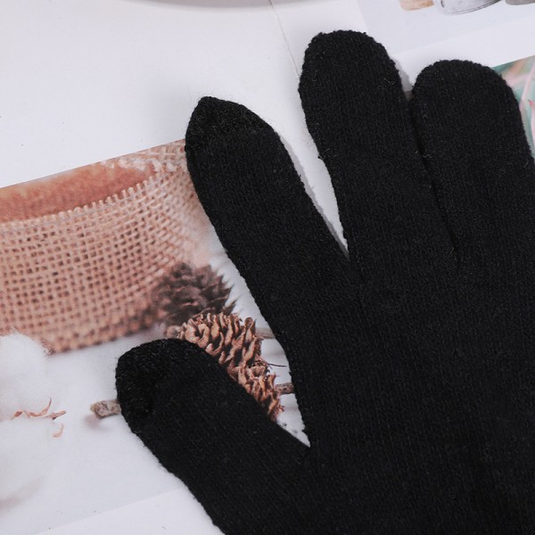 Svarta Varmfodrade Vantar i Fleece för Vuxna med Pekskärm, Storlek M