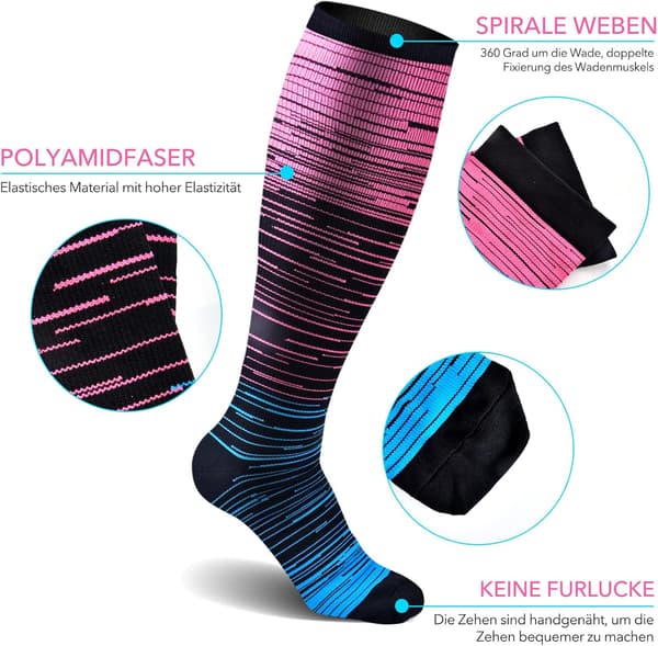 3 par kompresjonsstrømper for menn og kvinner - for jogging, sport