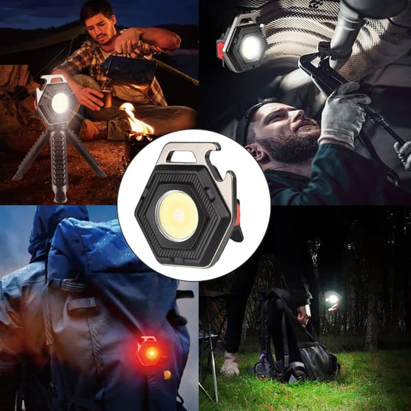 Mini genopladelig LED lommelygte med flaskeåbner og super lys