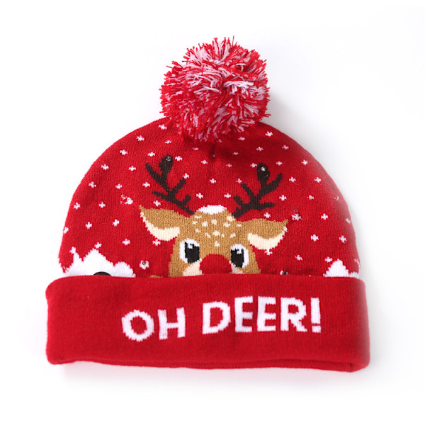 2 LED Julehatte, Julehatte Unisex strikket feriehat
