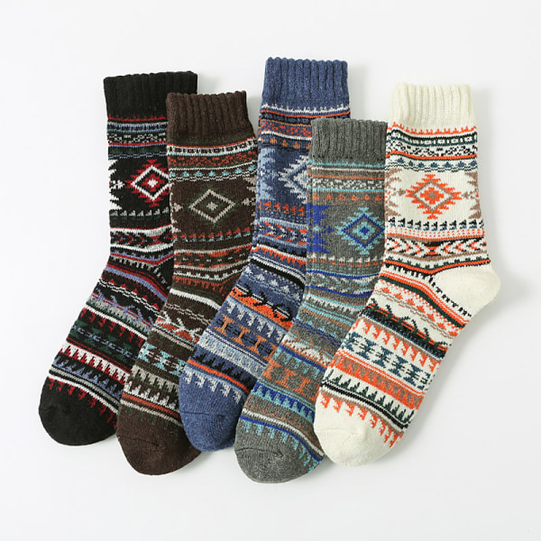 5kpl Miesten talvisukat Värikkäät lämpimät neulotut sukat (Tyyli 8)