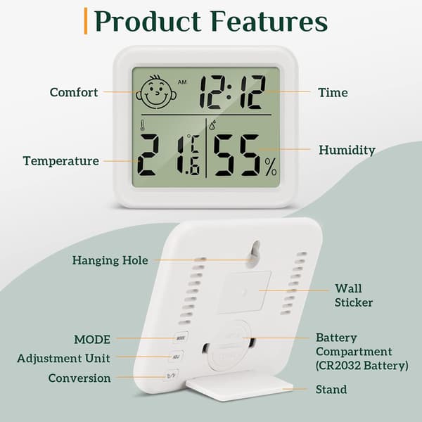 Hjemmetermometer LCD Termometer Hygrometer Innendørs Digital Tempera